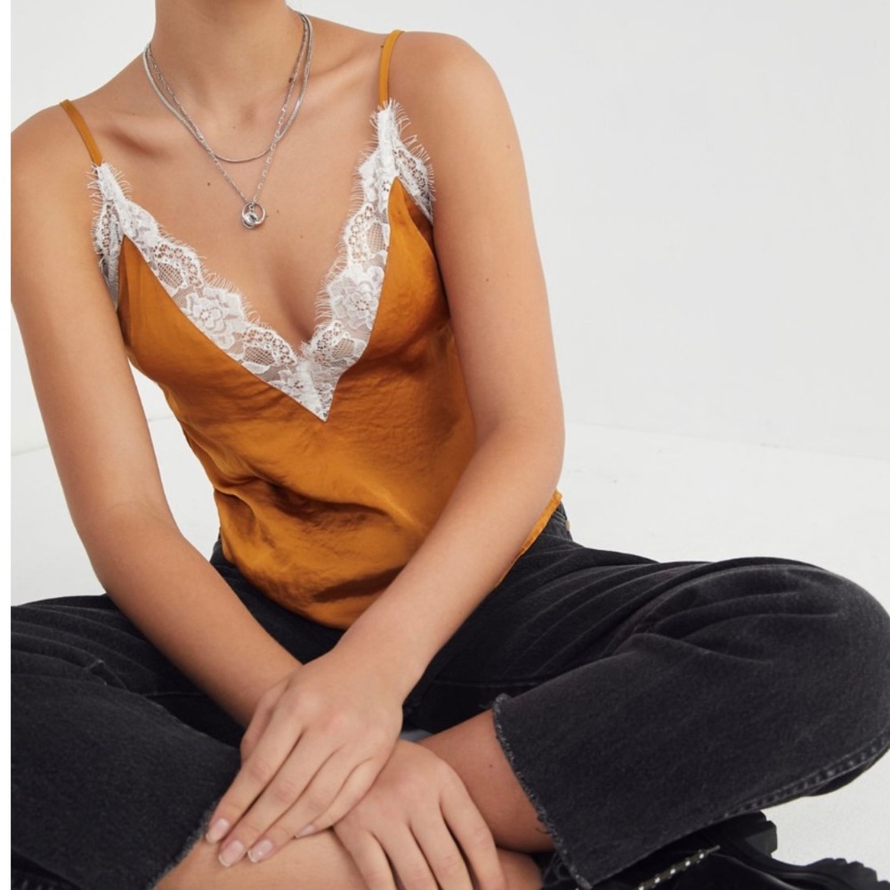 Urban outfitters lace trim satin cami